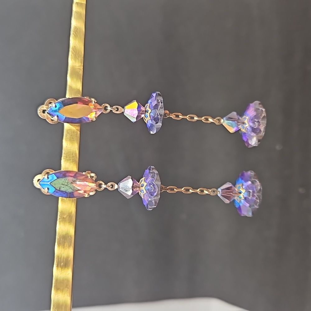 Vintage purple AB dangle earrings